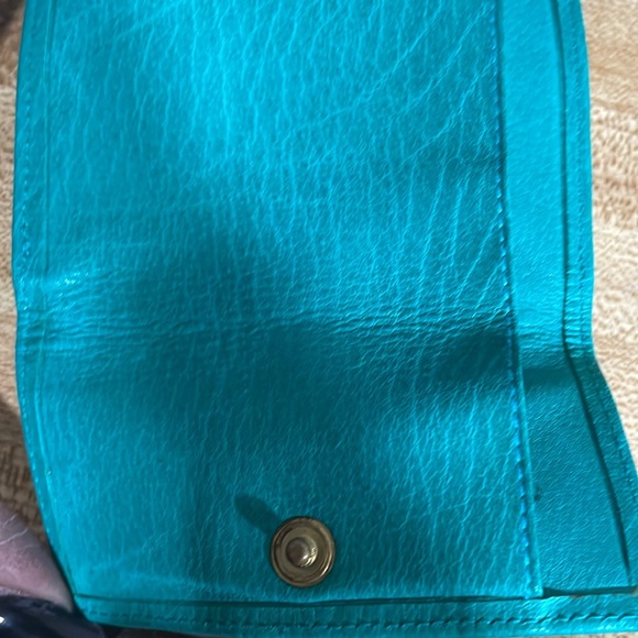 Vintage Leather Teal Mini kiss lock wallet. Made in Italy. - Picture 3 of 6
